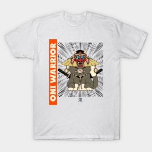 Cute Japanese Cat Oni Warrior T-Shirt